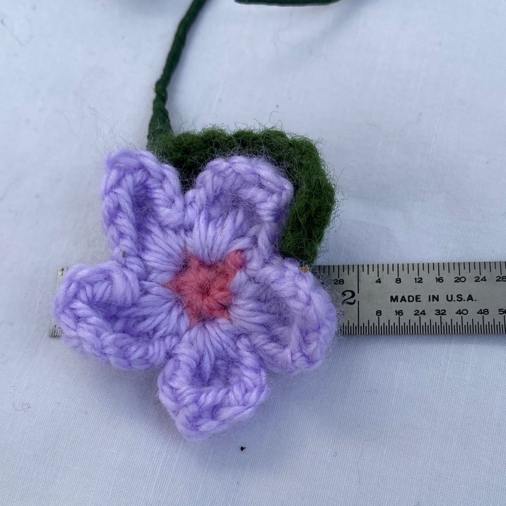 Handmade Colorful Crochet Flowers on wire stems - set of 10 colorful flowers - Picture 2 of 13